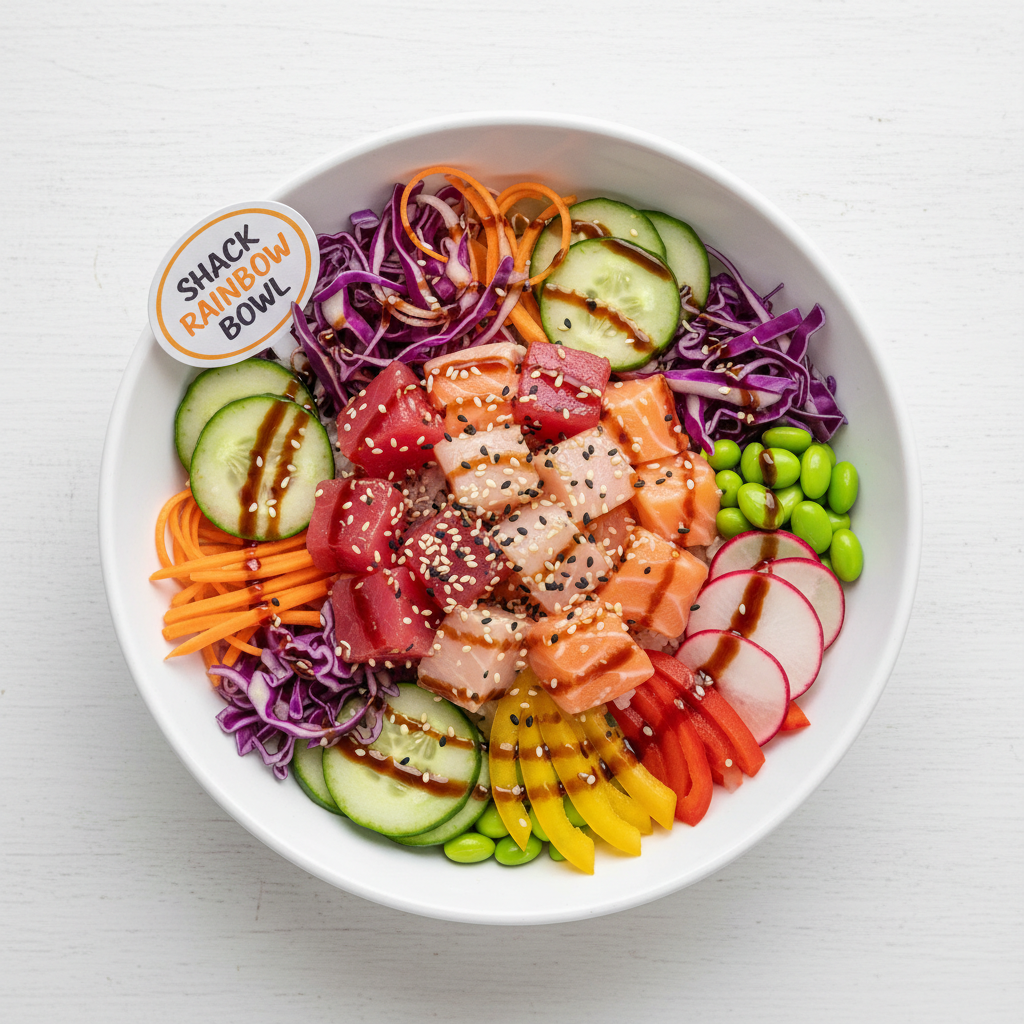 Shack Rainbow Bowl with mixed tuna salmon yellowtail